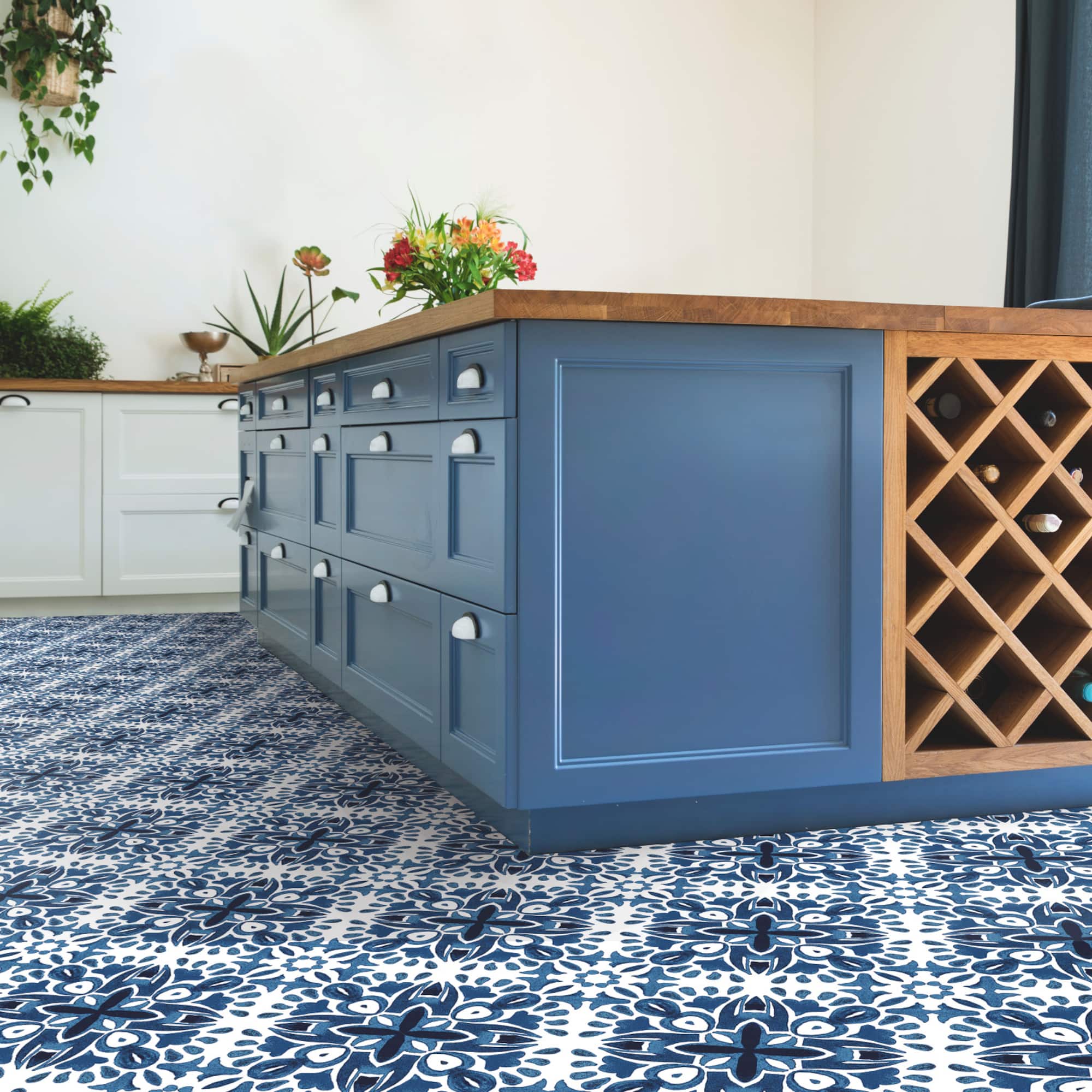 RoomMates Amalfi Blue Peel & Stick Floor Tile
